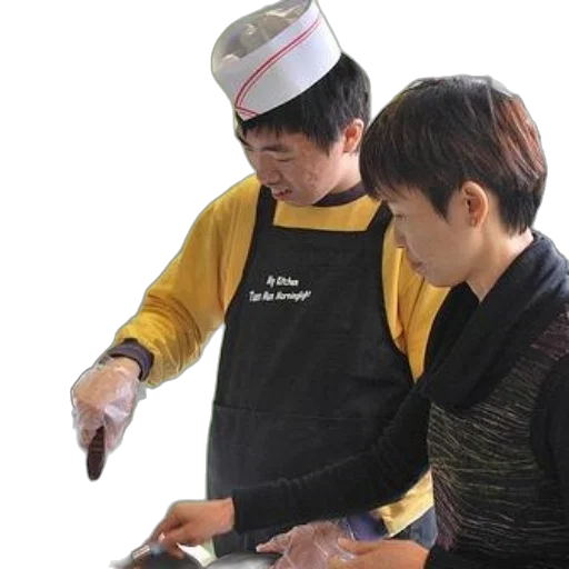 staff, food, hat, jacket transparent PNG cut-out