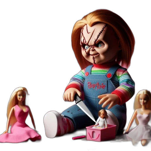 3d render, concept art, menacing, doll transparent PNG cut-out