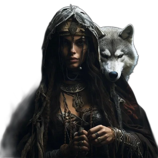 face, staff, animal, fantasy art transparent PNG cut-out