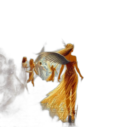 dragon, hair, dress, mask transparent PNG cut-out