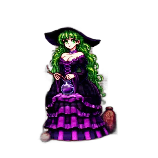 dress, staff, pixel art, fantasy art transparent PNG cut-out