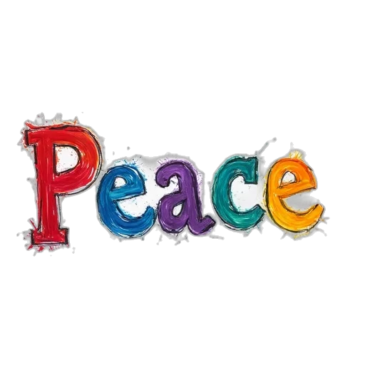 word, peace, painted, colorful transparent PNG cut-out