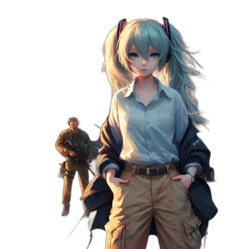 weapon, staff, jacket, creature transparent PNG cut-out