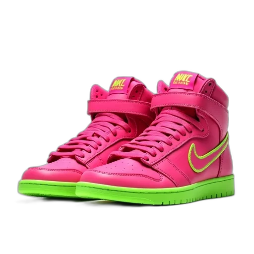 shoes, 3d render, vaporwave, neon lights transparent PNG cut-out