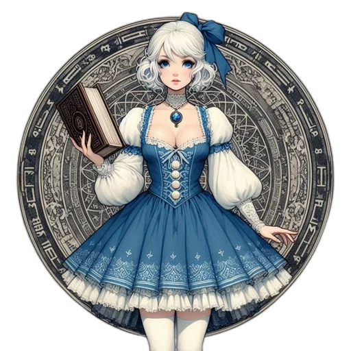 dress, jewelry, staff, fantasy art transparent PNG cut-out