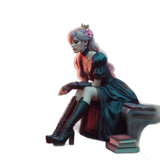 dress, crown, robot, staff transparent PNG cut-out