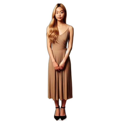 dress, hair, staff, earth tones transparent PNG cut-out