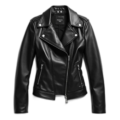 jacket, 3d render, black, leather transparent PNG cut-out