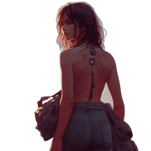 jacket, dress, weapon, concept art transparent PNG cut-out