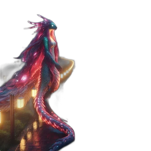 dragon, dress, creature, hair transparent PNG cut-out
