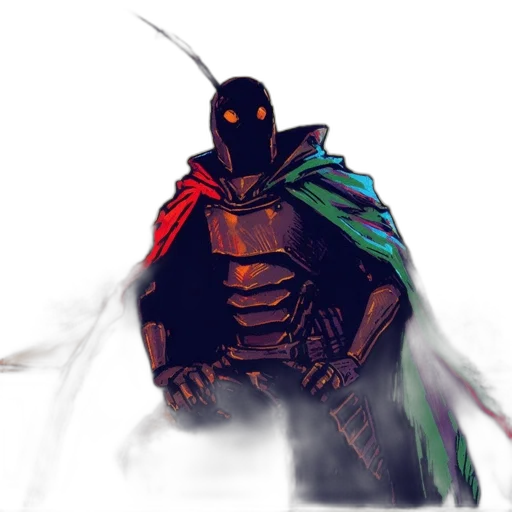 mask, robot, jacket, sword transparent PNG cut-out
