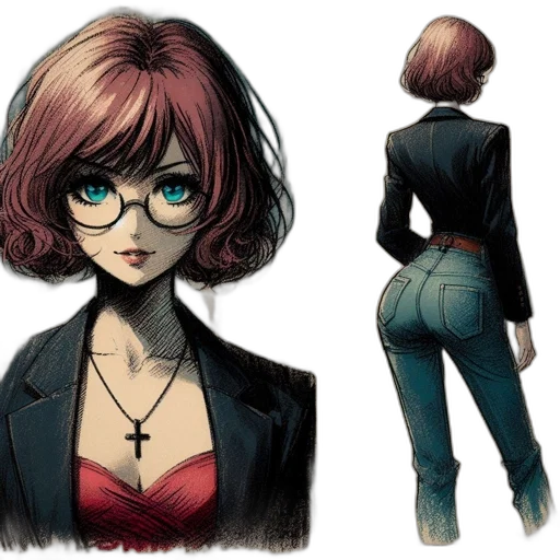 jacket, dress, concept art, comic book art transparent PNG cut-out