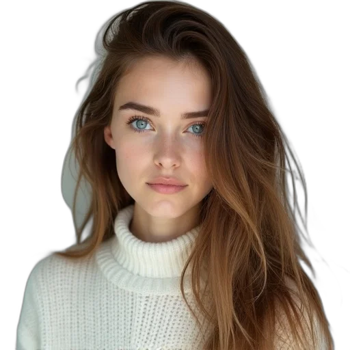 hair, face, jacket, jewelry transparent PNG cut-out