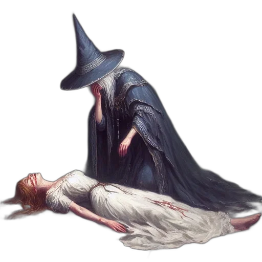 hat, staff, dress, sword transparent PNG cut-out