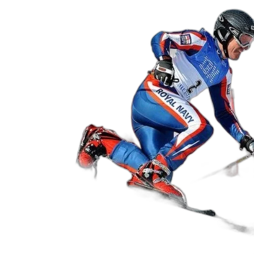 skier, wearing, blue, red transparent PNG cut-out