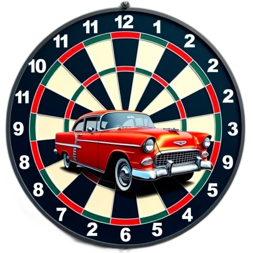 car, dartboard, vintage, design transparent PNG cut-out