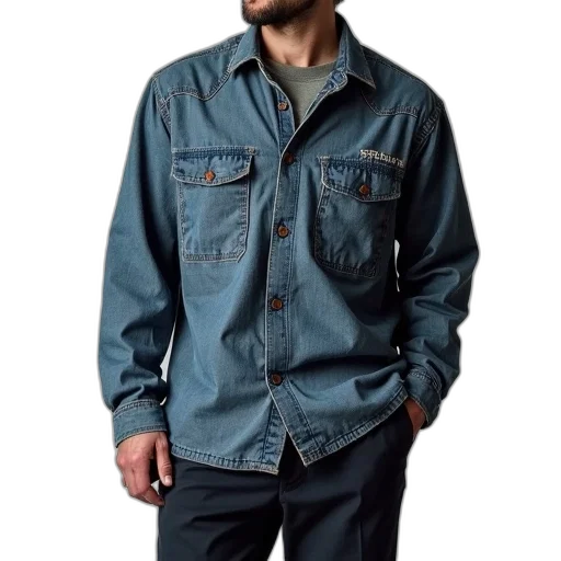 jacket, staff, face, photorealistic transparent PNG cut-out