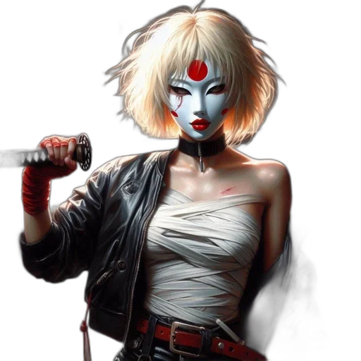 weapon, mask, cyberpunk, comic book art transparent PNG cut-out