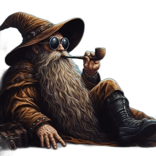 hat, staff, dragon, fantasy art transparent PNG cut-out