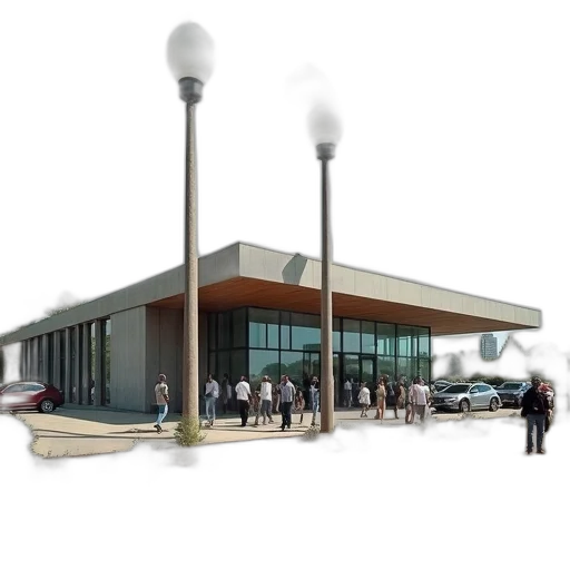 building, 3d render, concept art, modern transparent PNG cut-out