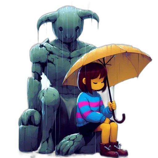 robot, umbrella, creature, dress transparent PNG cut-out