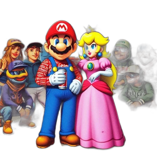 pixel art, concept art, 3d render, mario transparent PNG cut-out