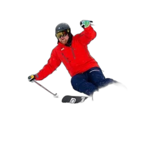 staff, cartoon, skier, red transparent PNG cut-out