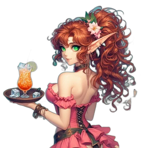 dress, staff, food, fantasy art transparent PNG cut-out