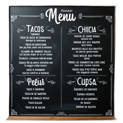 food, chalkboard, menu, various transparent PNG cut-out
