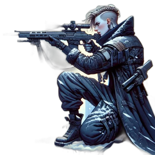 weapon, concept art, cyberpunk, comic book art transparent PNG cut-out