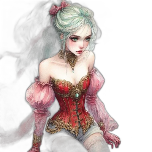 dress, fantasy art, concept art, watercolor transparent PNG cut-out