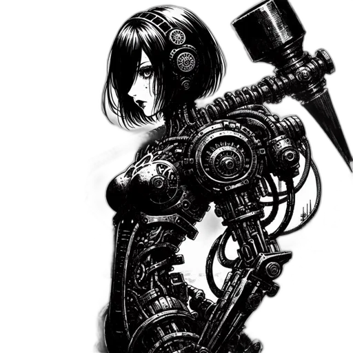 robot, weapon, dress, staff transparent PNG cut-out