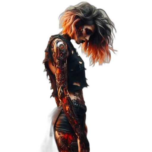 hair, dress, jacket, creature transparent PNG cut-out