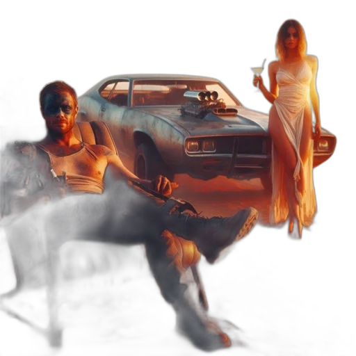 car, dress, concept art, photorealistic transparent PNG cut-out