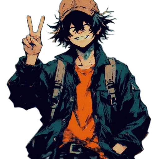 jacket, hat, staff, anime transparent PNG cut-out