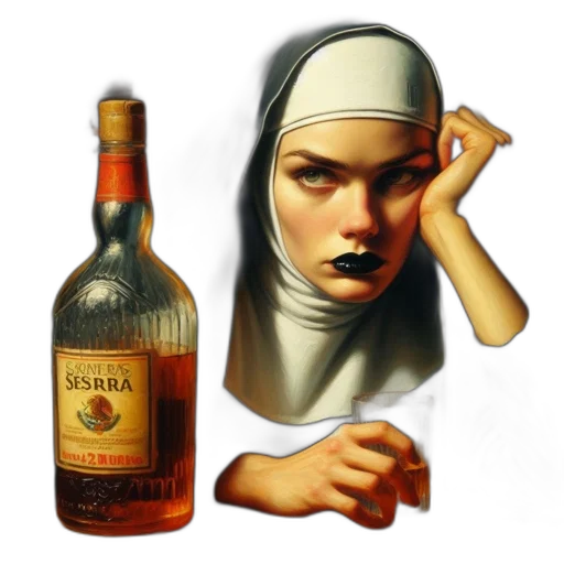 bottle, photorealistic, oil painting, concept art transparent PNG cut-out