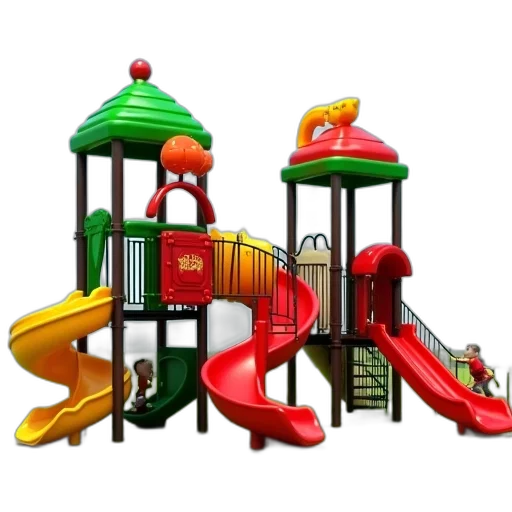 3d render, children, outdoor, playground transparent PNG cut-out