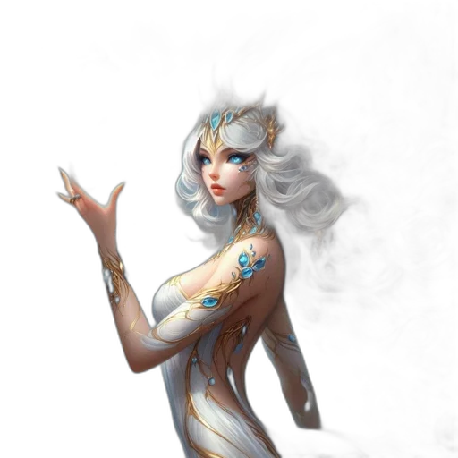 dress, jewelry, dragon, staff transparent PNG cut-out