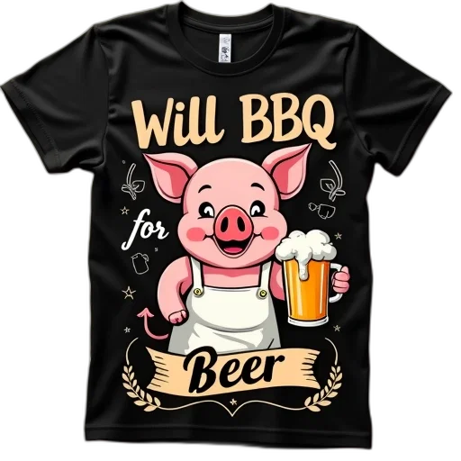 black, t-shirt, cartoon, pig transparent PNG cut-out