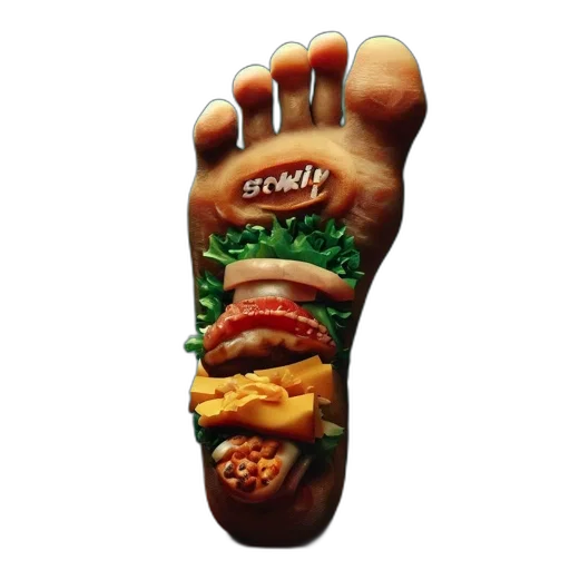 shoes, food, photorealistic, unusual transparent PNG cut-out