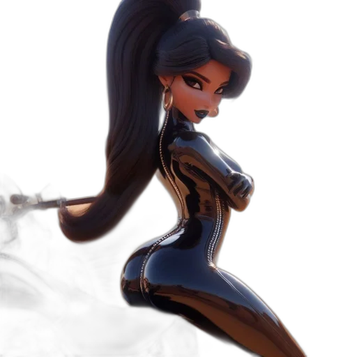 hair, dress, robot, staff transparent PNG cut-out