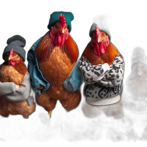 hat, photorealistic, chickens, dressed transparent PNG cut-out