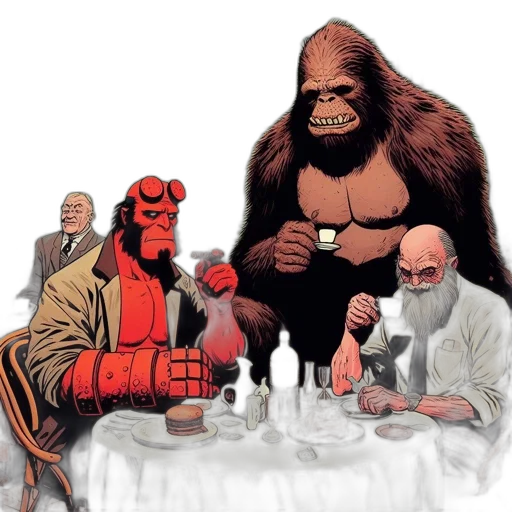 comic book art, concept art, fire, vintage transparent PNG cut-out