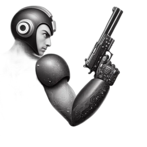 robot, weapon, mask, staff transparent PNG cut-out