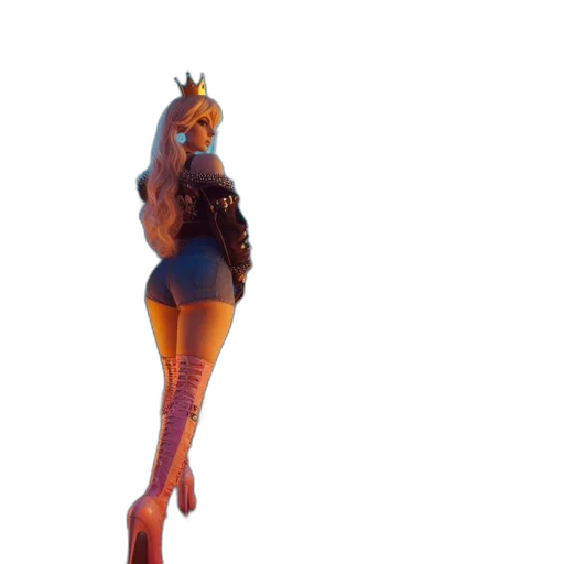 crown, dress, staff, 3d render transparent PNG cut-out