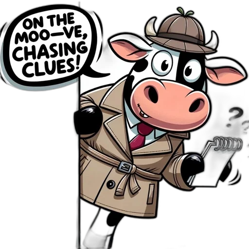 cartoon, cow, dons, detective transparent PNG cut-out