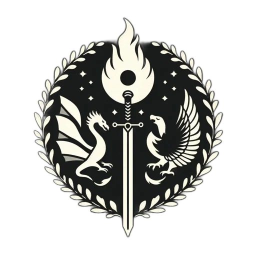 sword, staff, crown, dragon transparent PNG cut-out