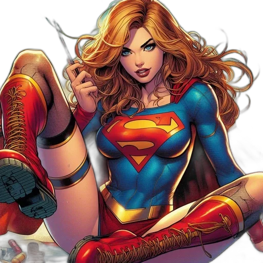 comic book art, concept art, woman, blue transparent PNG cut-out
