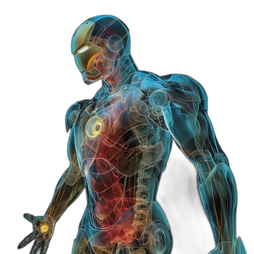robot, concept art, comic book art, 3d render transparent PNG cut-out