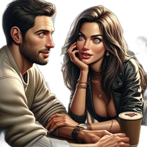 jewelry, face, photorealistic, comic book art transparent PNG cut-out